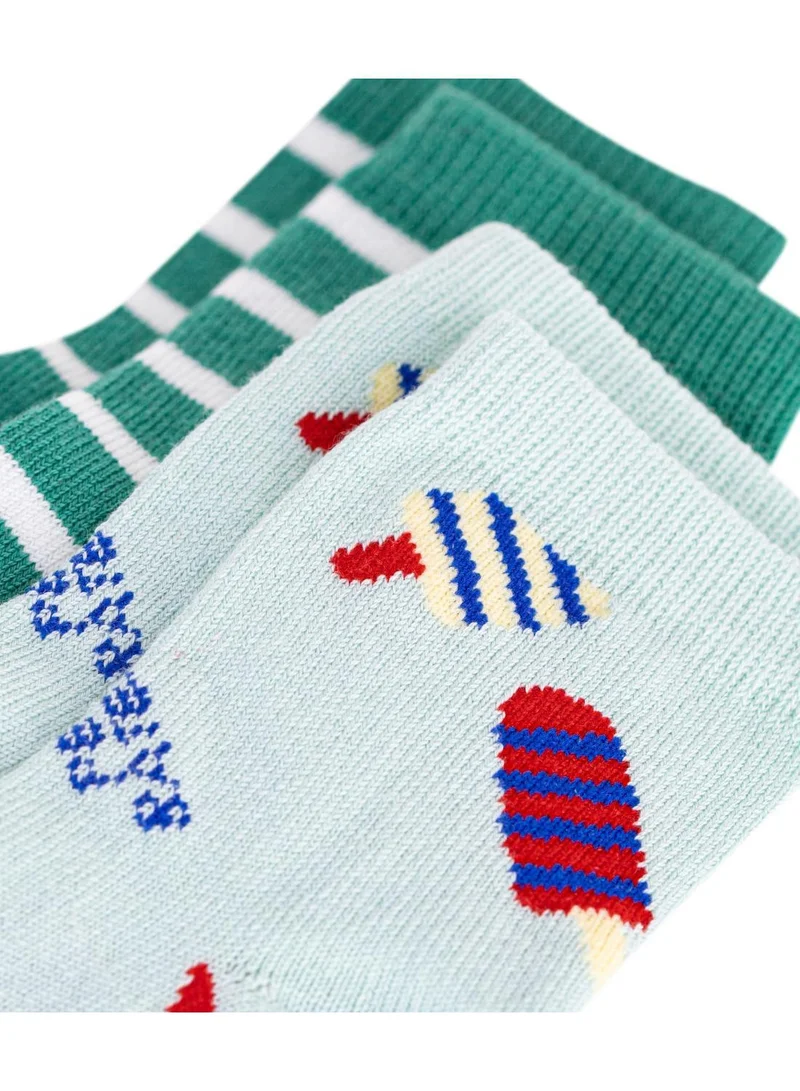 بيتي باتو Babies' ice cream print and stripy cotton socks - 2-pack